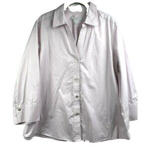 Foxcroft nyc Women's Top Blouse XXL 2X Solid Pink Button Up Non Iron Stretch 3/4